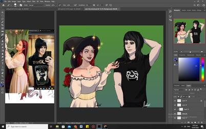 half body ; paint style